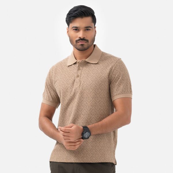 Brown Cotton Short Sleeve Polo