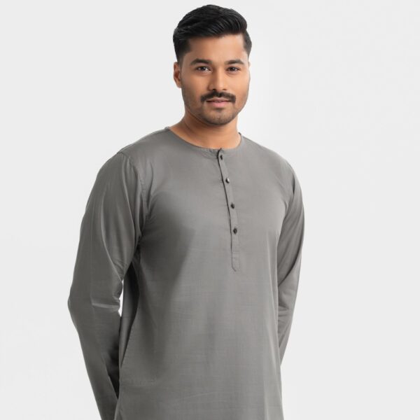 Gray Cotton Slim Fitted Panjabi
